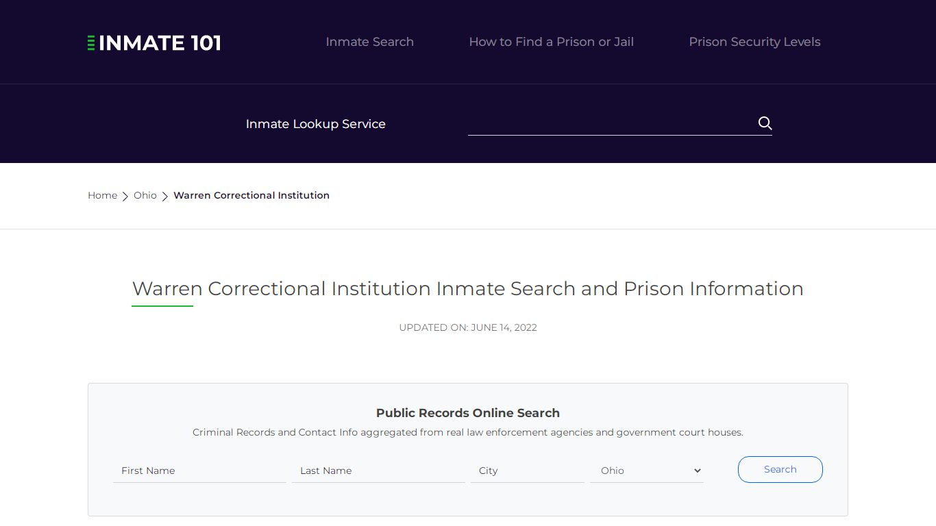 Warren Correctional Institution Inmate Search, Visitation ...