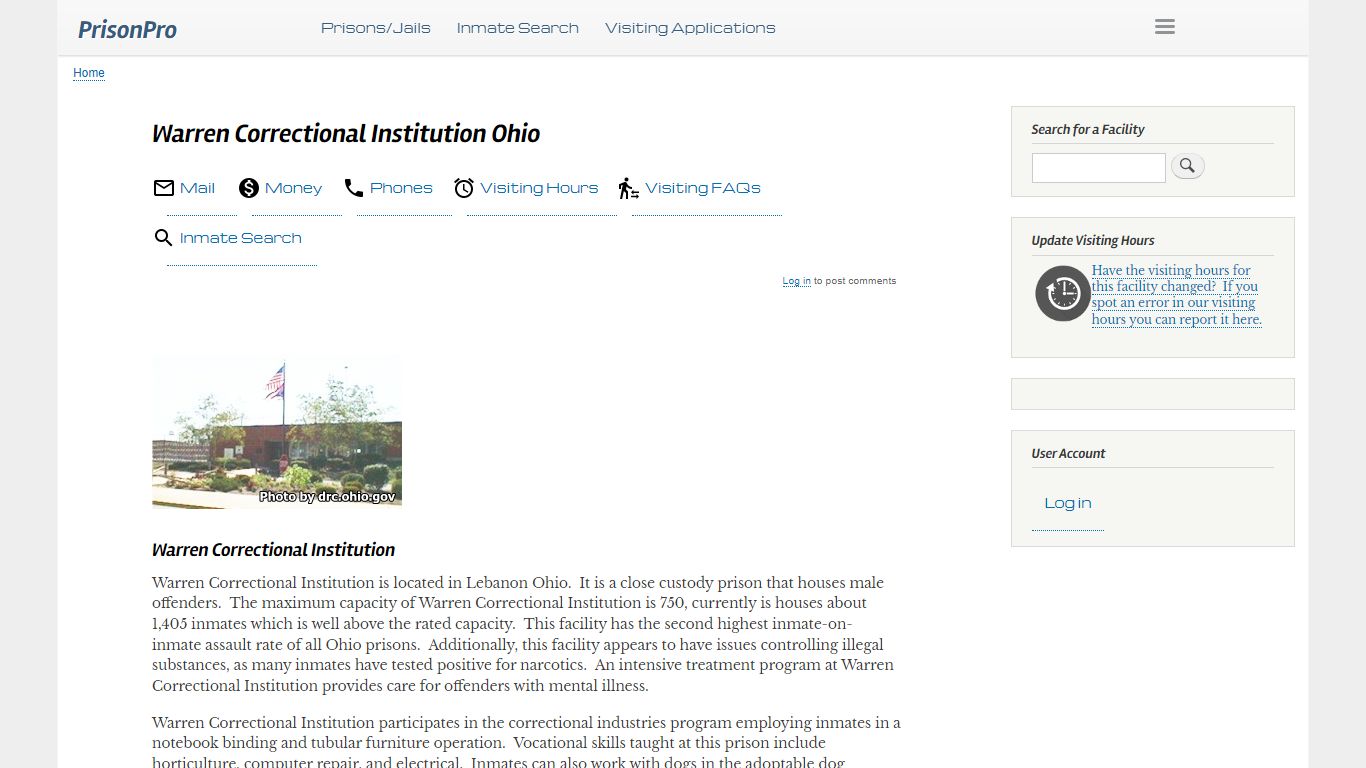 Warren Correctional Institution Ohio Visiting hours ...
